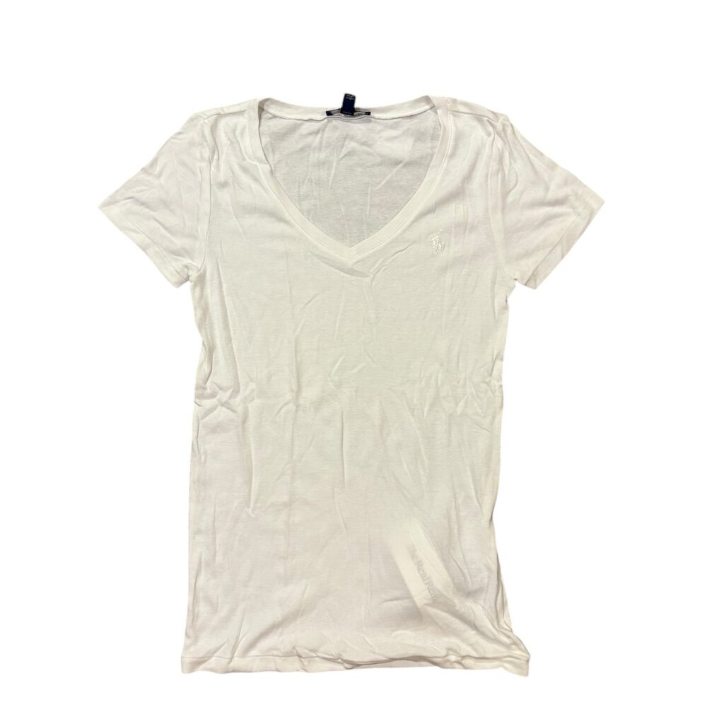 Polo Ralph Lauren Classic V-Neck T-Shirt – White with White Pony Logo